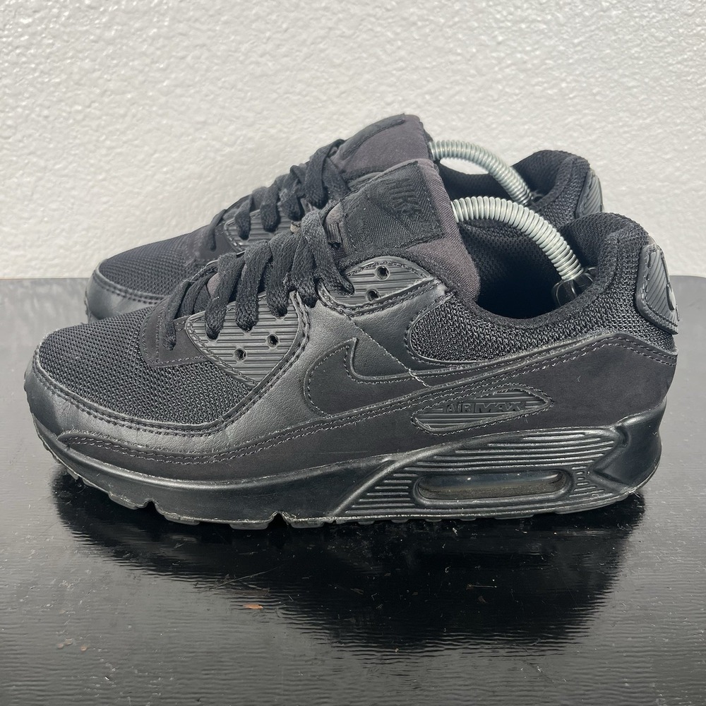 Nike Air Max 90 Womens Size 7.5 Triple Black Running Shoes CQ2560-002 Sneakers